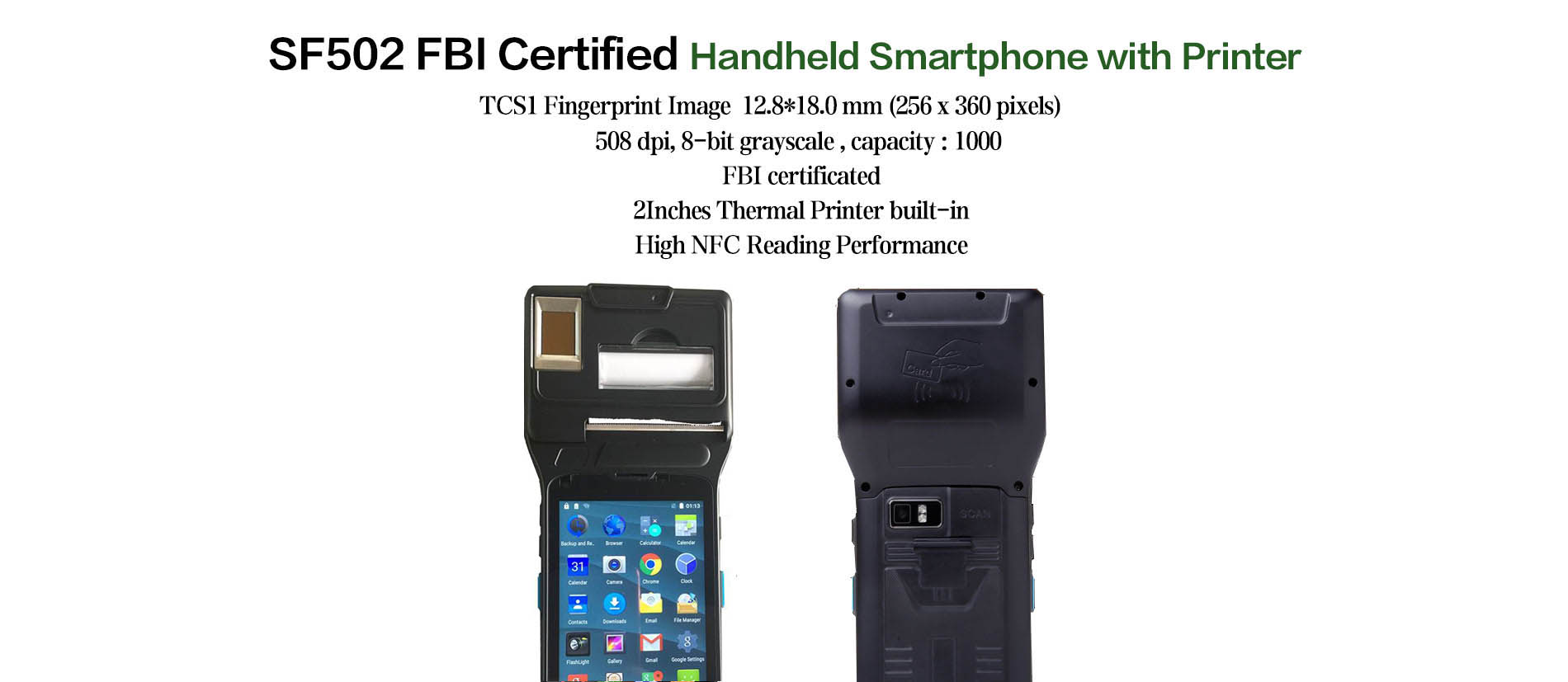 جهاز android لبصمة الإصبع معتمد من Feigete FBI