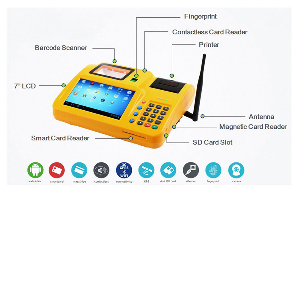 محطة نقاط البيع مع بطاقة sim