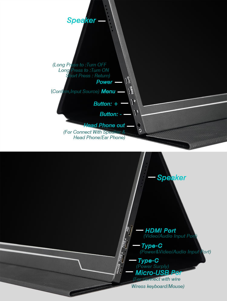 15.6 بوصة 4K type-C شاشة ألعاب LCD محمولة عالية الجودة