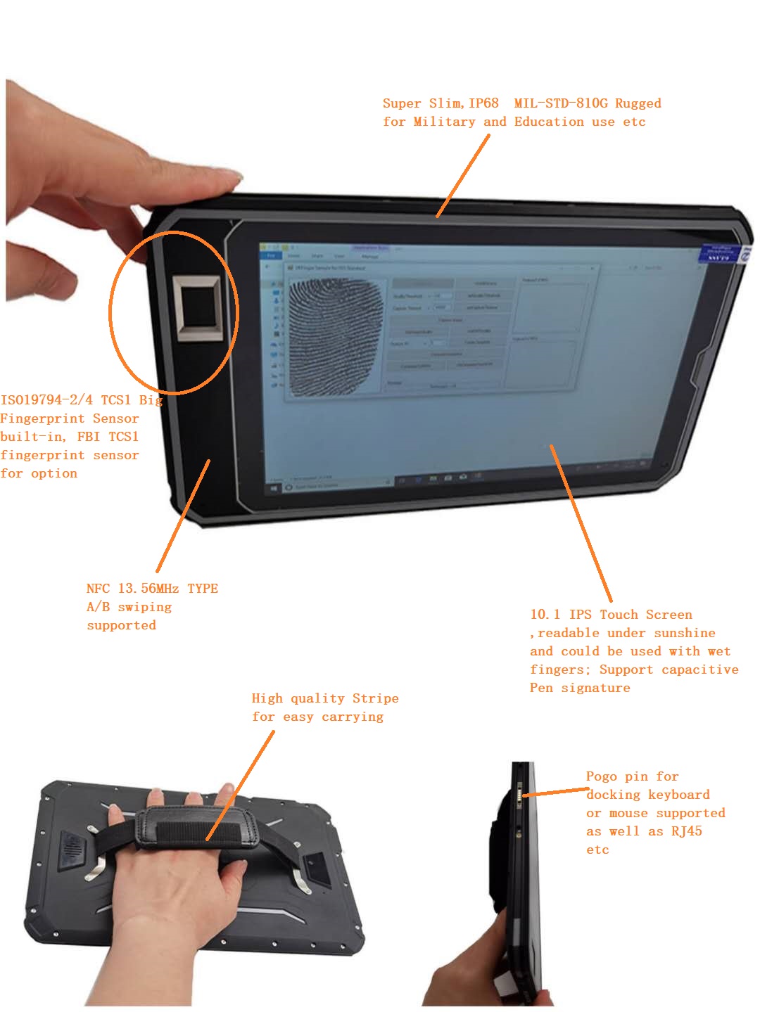 جهاز لوحي يعمل بنظام Windows Biometric Fingerprint