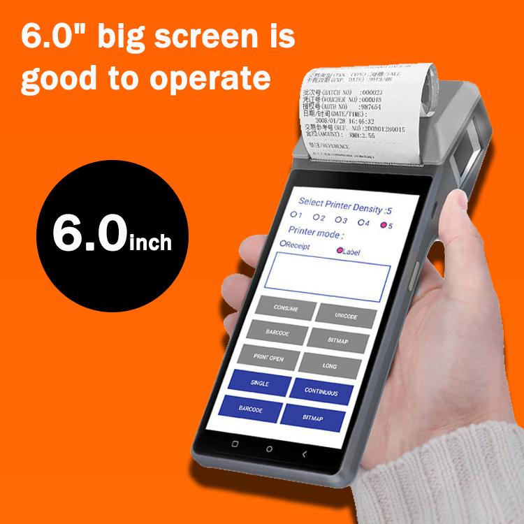 آلة نقاط البيع الذكية المحمولة باليد 6 بوصة NFC مع طابعة حرارية 58 مم Z300
