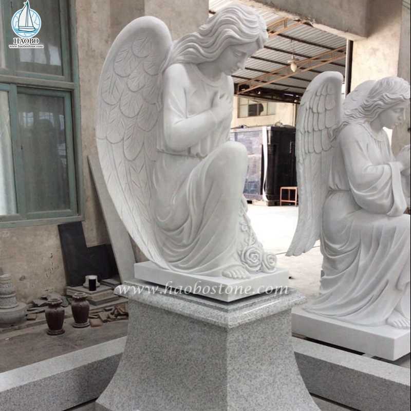 تمثال ملاك صلاة الركوع من الرخام الأبيض للنصب التذكاري
