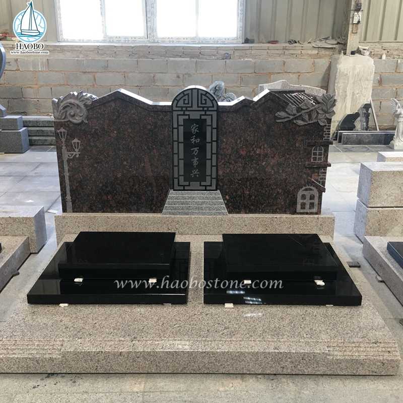 النمط الصيني من الجرانيت منحوتة نصب مقبرة مزدوجة
