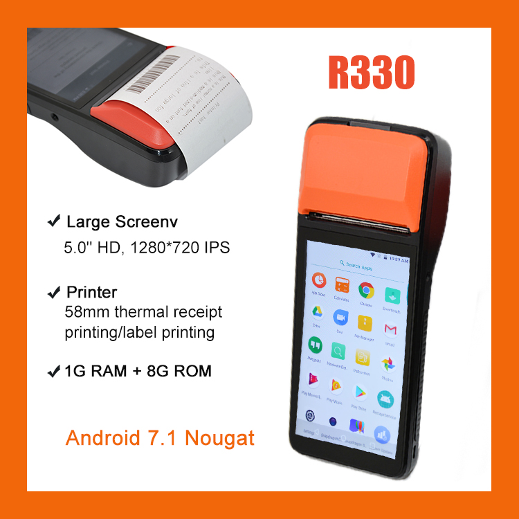 4G Bluetooth Android POS مع طابعة حرارية 58 مم R330
