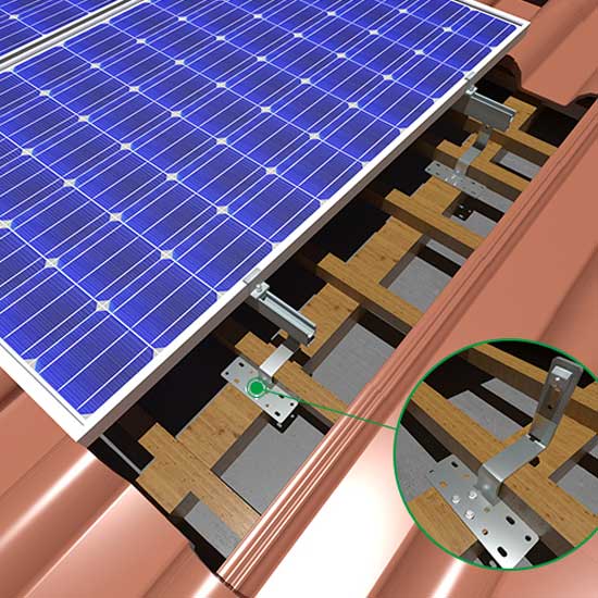 نظام تركيب الألواح الشمسية لسقف القرميد
