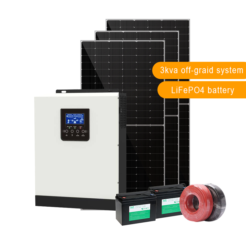 مجموعة الطاقة الشمسية المنزلية 3kva أنظمة الطاقة الشمسية المنزلية الصغيرة كاملة مع بطارية حمض الرصاص
