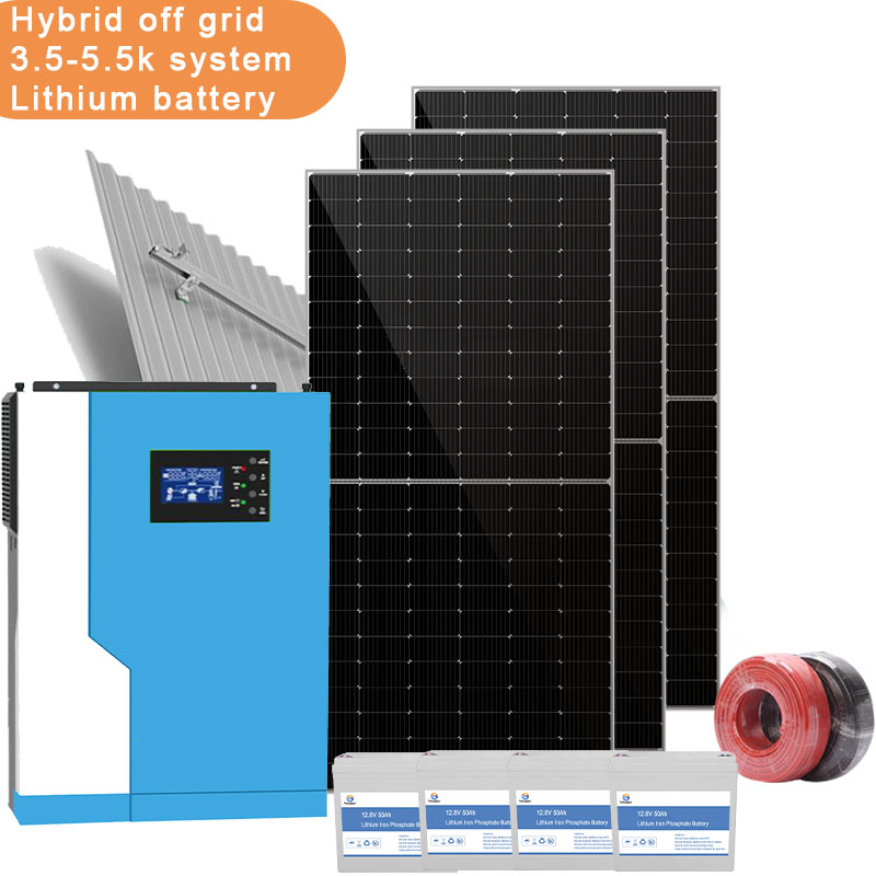 5.5KW نظام خارج الشبكة الشمسية الهجين DIY مجموعات الطاقة الشمسية نظام مولد الطاقة الشمسية الطاقة الشمسية
