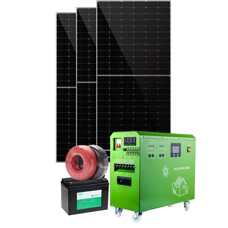 نظام الطاقة الشمسية 3kw مولد الطاقة الشمسية المحمولة مع مجموعة بطارية لوحة كاملة
