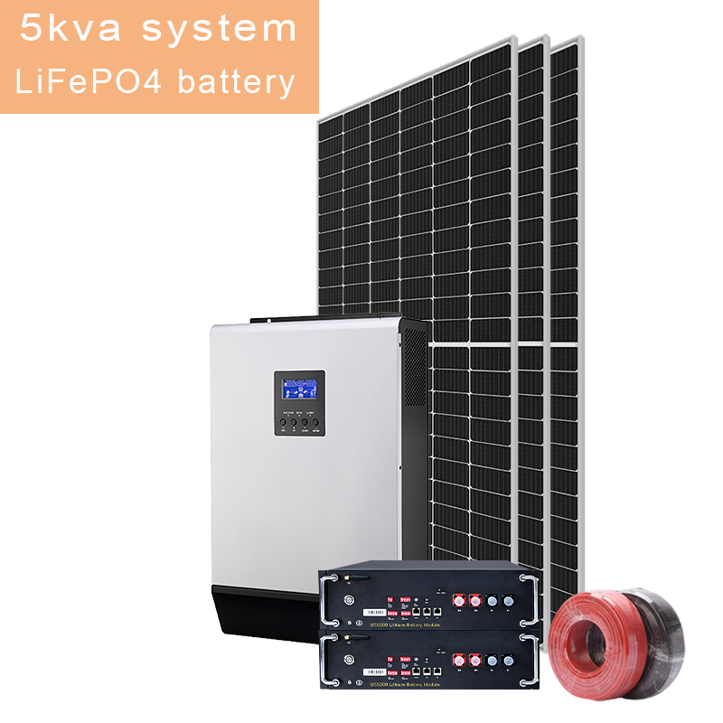 5KW 5.5kw نظام الطاقة الشمسية خارج الشبكة للطاقة الشمسية لبطارية Lifepo 4
