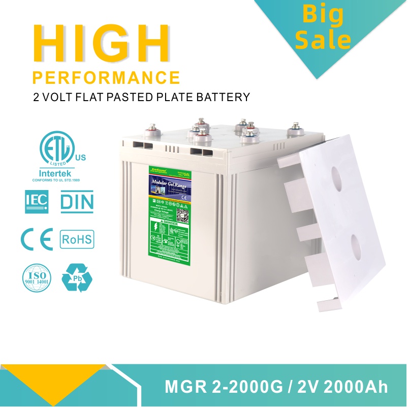 بيع تخليص 2V 2000Ah Modular Gel VRLA Battery لتطبيق الطاقة الشمسية
