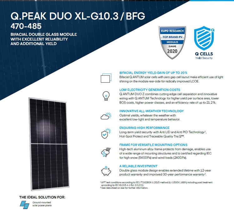 q خلايا الألواح الشمسية bifacial 480w