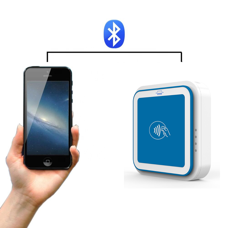 قارئ البطاقة المغناطيسية بتقنية البلوتوث IC NFC MPOS للأندرويد / IOS I9
