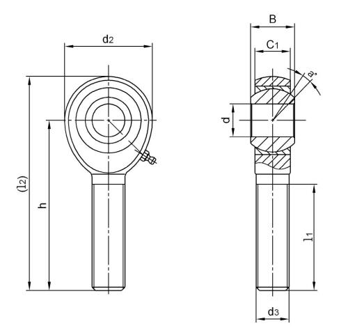 JMX12 الصلب رود نهاية المحامل