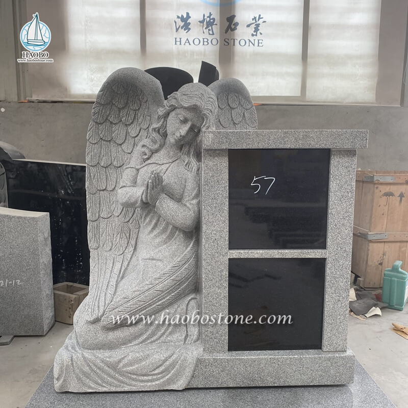 الجرانيت الرمادي 2 منافذ كولومباريوم شخصي مع تمثال الملاك
