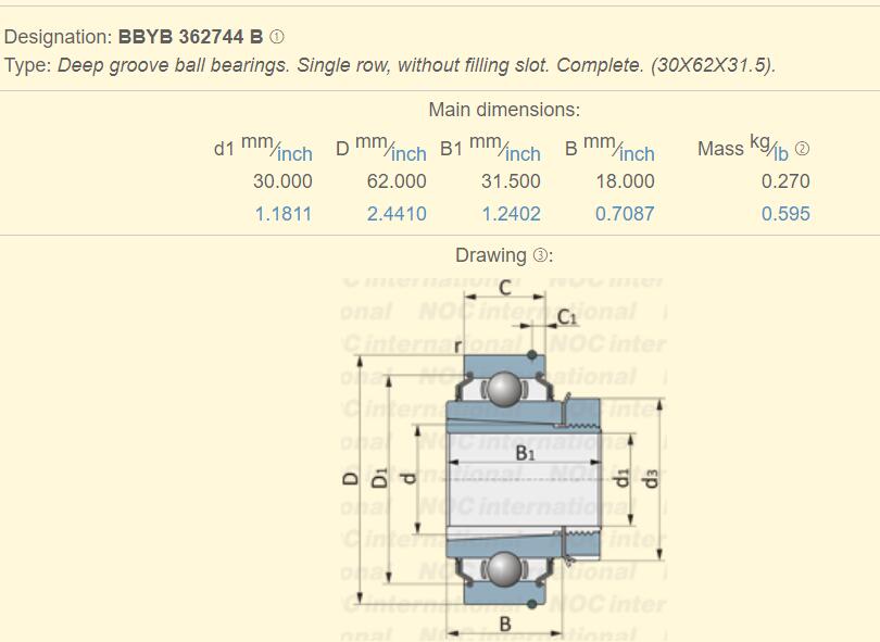 BBYB 362744 تحمل البعد