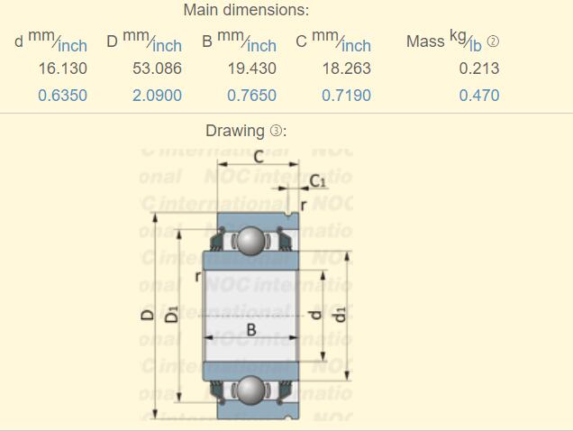 AA205DD تحمل البعد