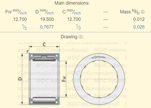 RC-081208 أبعاد المحمل