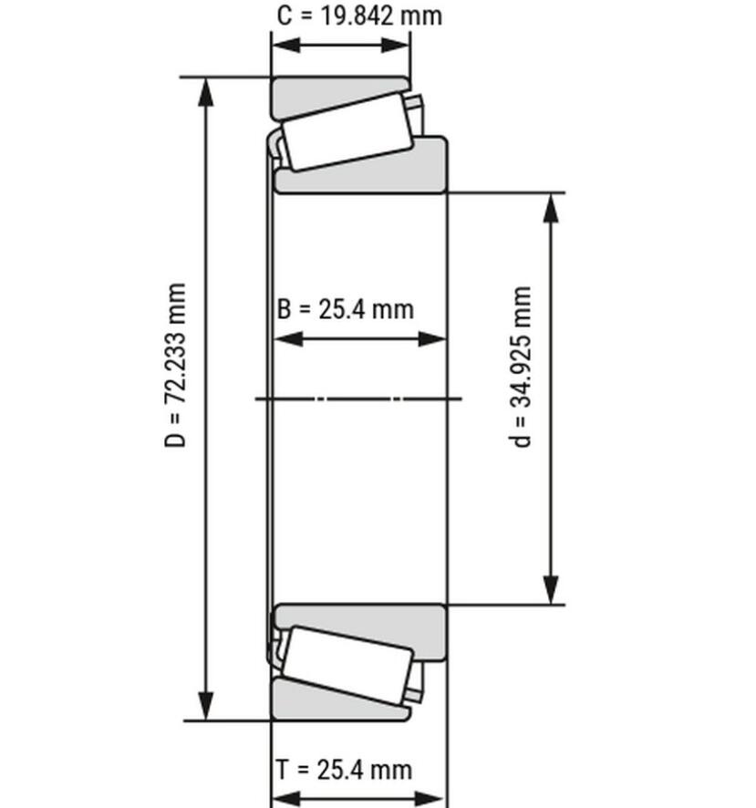 HM88649 / HM88610 أبعاد المحمل